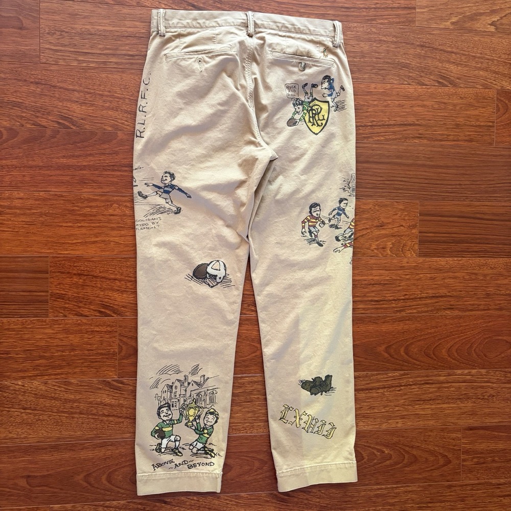 Polo Ralph Lauren Ruck And Roll Rugby Graphic Print Chino Pants 30x30 RLRFC
